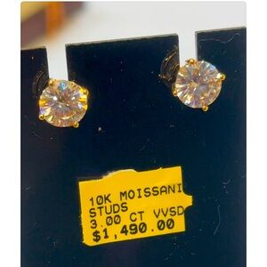 10kt gold 1.00 cttw moissanite studds vvs certified